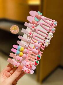 20 Stücke rosa Cartoon Niedliche Haarclips, ideal für den täglichen Gebrauch