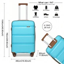 Lightweight Hard Shell Suitcase 20/24/28 Inch Or 3 Piece Set With Spinner Wheels TSA Lock Cabin Carry On Check In Travel Trolley For Holiday - Baby Blue - View 8