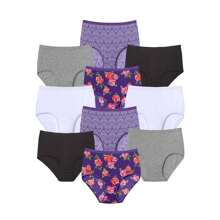 Comfort Choice Plus Size Full Coverage Cotton Brief 10-Pack - V 字形花卉套裝 - 查看 1