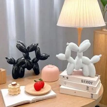 1 件创意趣味气球狗雕塑，现代艺术蹲着的气球狗动物装饰雕像，适合室内客厅农舍卧室办公室橱柜架子壁橱装饰最佳 - 新式 - 查看 9