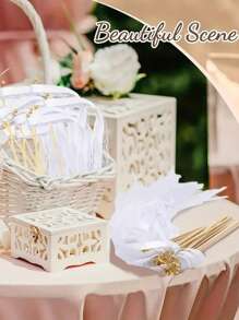 10/20pcs Ribbon Wands With Triple Lace Ribbon And Gold Bell Party Wand Party Favors Streamers Ribbon Sticks Magic Fairy Wands For Wedding Decors Best Gifts, Wedding Decor, Home Decor, Room Decor Bride Birthday Graduation Birthday Decorations Party Decorations Bachelorette