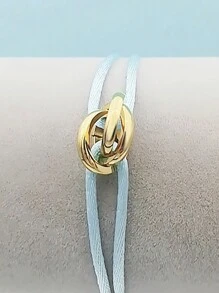 1 Piece Handmade Adjustable Stainless Steel Golden Three-Ring Braid Bracelet Couple Gift - Gold - View 25