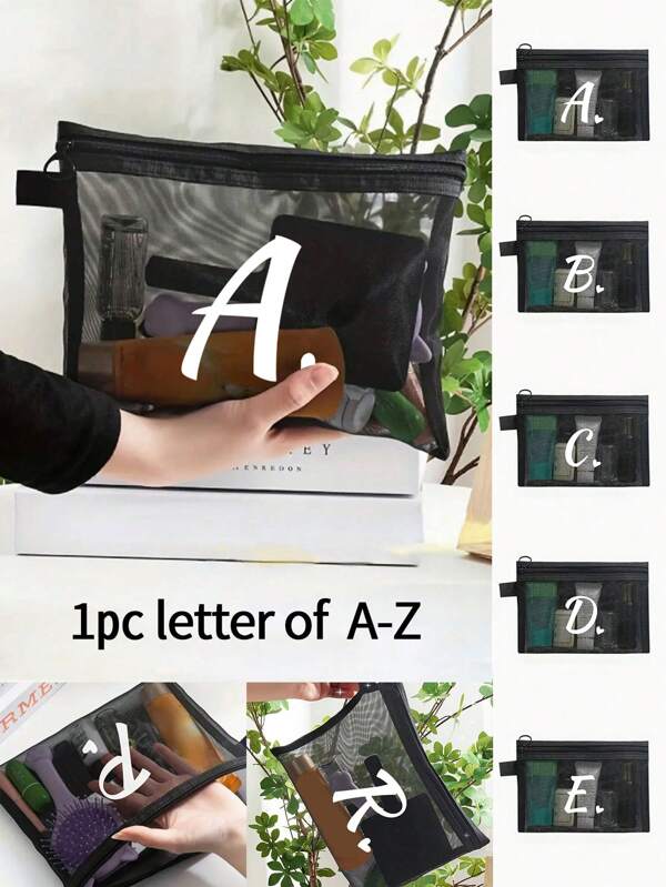 1 peça bolsa cosmética multiuso portátil de malha preta de nylon para viagens, bolsa de maquiagem bolsa de maquiagem bolsa de cuidados com a pele bolsa de higiene cubos de embalagem, itens essenciais de viagem essenciais para dormitório, presentes de dama de honra de casamento, presentes de mãe, presentes de aniversário, presentes para amigos e professores, decoração de casa, sala de banheiro Decoração do quarto, organizador do banheiro, organizador de jóias, saco de maquiagem armazenamento organizador de maquiagem caso