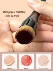 1pc Foundation Brush Broom Powder & Shadow Brush Liquid/Cream & Blush Mix Angled Professional Makeup Brush Makeup Tools,Foundation Brush,Concealer Brush,Blush Brush,Contour Brush,Blush Brush,Bronzer Brush,Powder Brush,Foundation Brush,Blush Brush - Black - View 2