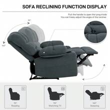 Pholstered Heated Massage Chair- Massage Rocker Recliner With Heat And Vibration, 360 Degree Swivel Antiskid Fabric Single Sofa With 2 Cup Holder, Heavy Duty Reclining Chair For Living Room, Bedroom, Home - 灰色 - 查看 4