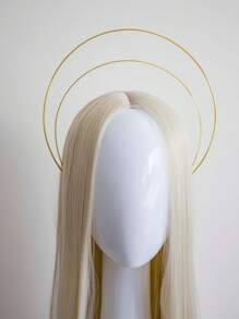 1件优雅金色光环皇冠头饰 - 女神头饰女王皇冠新娘头箍，拍照道具，派对，宴会，节日，服装，万圣节 - 金色 - 查看 1