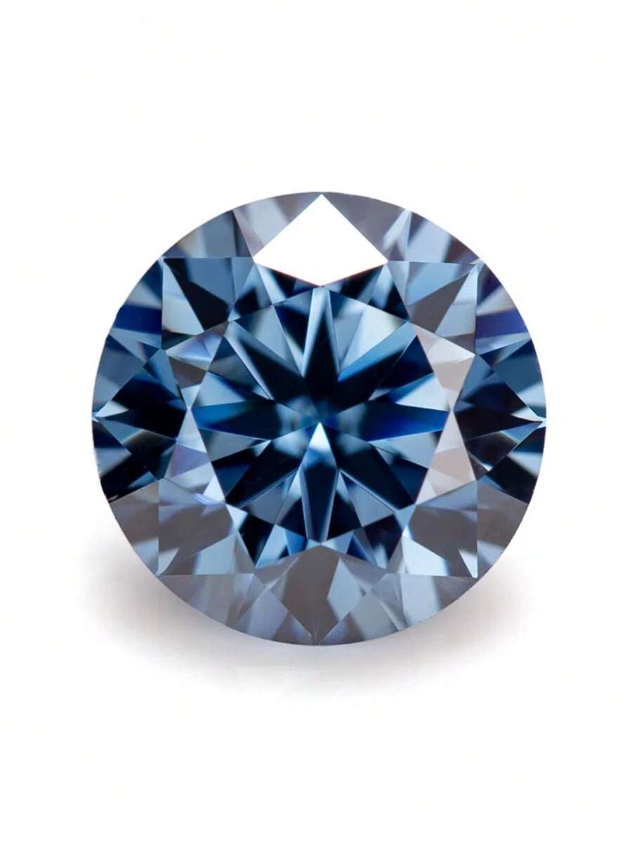 1pc High-End Round Brilliant Cut Mozambique Blue Gemstone Loose Diamond Suitable For Jewelry Making (Ring, Earrings) - New Blue No.1 - View 1