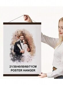 SURELIFE 1pc Black Frame Magnetic Hanger Wood Frames For Poster 21-71cm Long For Photos 30x40cm 40x50cm 40x60cm 50x70cm Canvas Painting Pictures Prints Maps Scrolls And Canvas Artwork Wall Art Decor