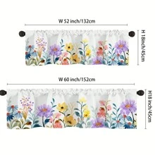 1pc Floral Pattern Valance, Rod Pocket Short Curtain, Window Treatment Valances For Kitchen Bathroom Bedroom, Home Decor