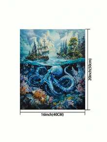 章鱼个性化DIY数字油画套装，精心设计的油画，用色彩展现您的个性化。选择一幅画来装饰您的空间。 - 酒紅色 - 查看 2