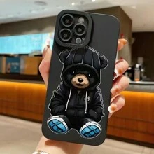 Stylish Black Bear Design Phone Case Compatible With Iphone 14 Pro Max/ 13/ 13 Pro Max/ 12/ 12 Pro/ 11, & Chic Accessory