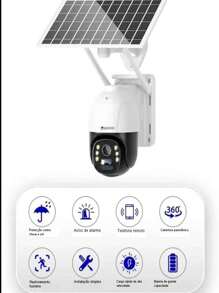 Camera de Segurança Solar Externa Full HD com Painel Solar Energia Solar Wifi Ip66 Visão Noturna Resistente Prova d'água - Branco - Visão 6
