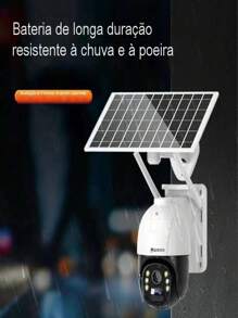 Camera de Segurança Solar Externa Full HD com Painel Solar Energia Solar Wifi Ip66 Visão Noturna Resistente Prova d'água - Branco - Visão 7