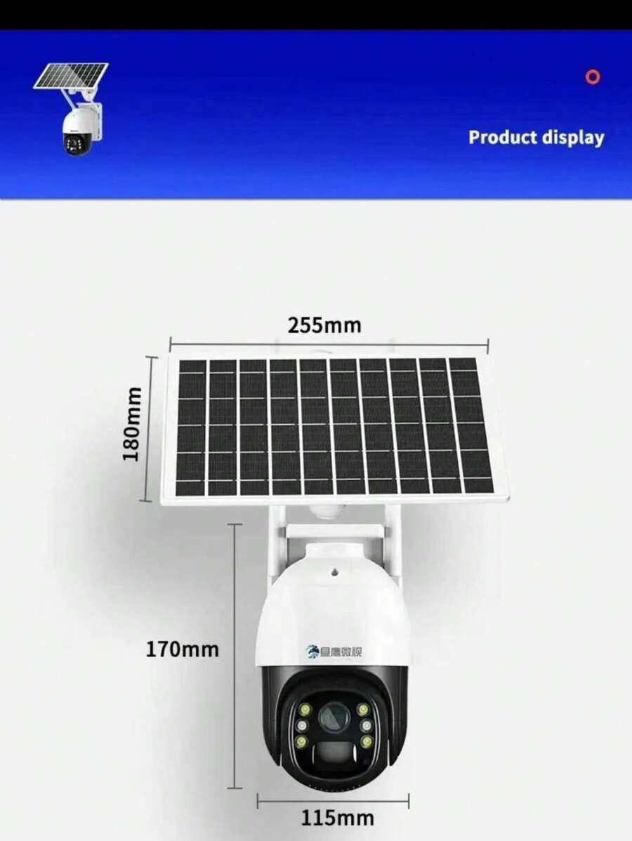 Camera de Segurança Solar Externa Full HD com Painel Solar Energia Solar Wifi Ip66 Visão Noturna Resistente Prova d'água - Branco - Visão 1