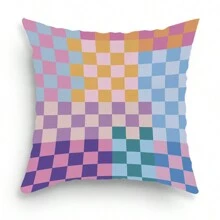 1pc Checkered Geometric Print Cushion Cover, Room Decorative Pillowcase Home Decoration