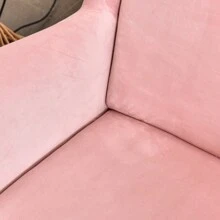 Velvet Wingback Chair Cover 2 Piece Set - 2 IN 1 Design Solid Soft Wing Back Arm Chair Covers Stretch Wing Chair Slipcover Furniture Protector For Living Room Bedroom Hotel - Pink - View 7