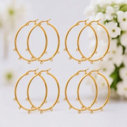 10pcs Stainless Steel Round Earrings With Hoops Earrings DIY Earrings Jewelry Accessories Making Gifts