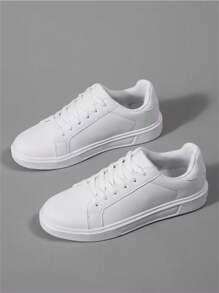 36-45 男女款休闲时尚运动鞋，高品质轻质软底学生滑板鞋，防滑耐用 - 白色 - 查看 2