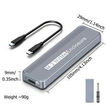 M.2 NVMe SSD Enclosure 20Gbps USB3.2 Hard Drive Box Hard Drive Case MAX 4TB Type-C USB3.2 GEN2*2 Support UASP TRIM For Windows  Support Up To 4TB Capacity - Grey - View 7