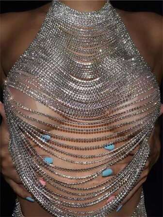 奢華多層流蘇鑽石胸鏈