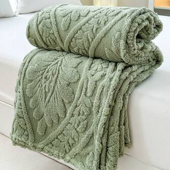 1pc Thickened Boho Style Butterfly Jacquard Faux Lambswool Soft Warm Dual Use Blanket, Suitable For Bedroom, Living Room, Office, Car, Travel, Picnic, Party, Graduation Throughout The Seasons