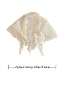 French Countryside Style Lace Wrap Headscarf Fashion Triangle Headscarf Women's Hair Tie Headband Seaside Accessories Retro Elegant Scarf Ribbon French Lace Triangle Headscarf Flower Hair Accessories Tiaras - Multicolor - View 9