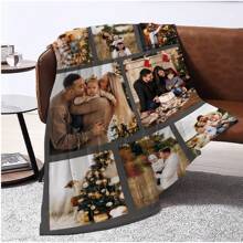 1pc Personalised Flannel Blanket With Multiple Photos, HD Print Custom Photo Blanket, Commemorative Blanket, Great Holiday Gift Cozy,Soft,Warm,Comfortable Custom,Unique,Personalized Ideal Gifts For Him Her,Boyfriend,Girlfriend,Mom,Dad,Family,Friends,Pets For Anniversaries,For Valentine's Day,For Mother's Day,For Birthdays,For Children's Day,For Father's Day,For Graduation,For Weddings,For Housewarming,For Christmass Sofa,Bed,Car,Bedroom,Living Room