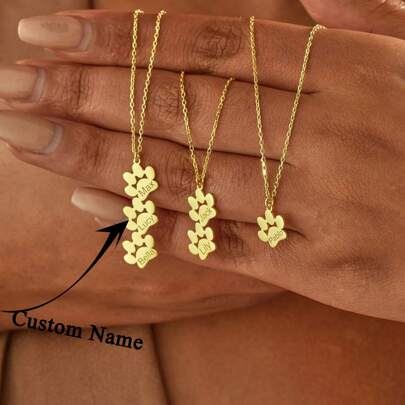 Dây chuyền mặt hình bàn chân chó dễ thương được cá nhân hóa 1-4 tên bằng thép không gỉ khắc tên tùy chỉnh cho phụ nữ Chuỗi xương quai xanh Họa tiết dấu chân thú cưng hoạt hình Phụ kiện trang sức Mèo, Chó Phong cách, Thời trang mùa thu, Thu gọn, Đơn giản, Thường ngày, Dễ thương Tùy chỉnh, Cá nhân hóa, Quà tặng lý tưởng độc đáo cho bạn gái, Mẹ, Gia đình, Bạn bè, Con gái, Ông bà Nhân dịp kỷ niệm, Ngày lễ tình nhân, Ngày của mẹ, Sinh nhật, Tốt nghiệp, Đám cưới, Trang phục hàng ngày, Mùa thu sang trọng, Trang sức & Đồng hồ, Dây chuyền khắc thời trang tùy chỉnh