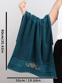 QIBHI 1/2/3件可選，純棉毛圈浴巾，刺繡歐洲花卉圖案，柔軟吸水浴室毛巾或浴巾，適用於浴室、飯店、健身房、旅行、禮品、返校、居家必需品、毛巾、護膚 - 藍色 - 查看 10