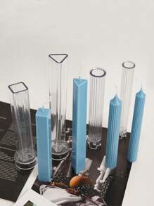 三角方形条纹圆形长杆蜡烛塑料模具DIY自制香薰蜡烛制作套件亚克力PC模具套件家居装饰 - 彩色 - 查看 3