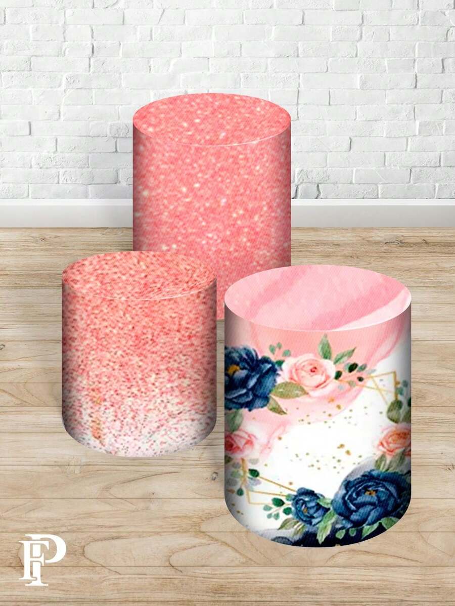 Trio Sublimated Cylinder Covers Party And Birthday Decoration Various Themes Flowers Floral - 汽缸蓋 878 - 查看 1