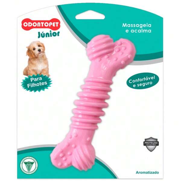 Brinquedo Mordedor Para Cachorro Filhote Osso Resistente Odontopet mastigação Super Medio Rosa