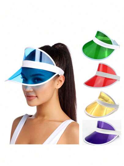 1 peça Chapéu de Sol de PVC Transparente com Faixa Elástica, Chapéu de Balde de Proteção UV, Viseira Feminina para Atividades ao Ar Livre