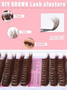 192 Cluster Brown Lash Clusters Eyelash Extension  Individual Lash Clusters   D Curl   0.07 D  Handmade  Grafting  Lash Clusters  Individual  False  Eyelashes   Wispy   DIY  Long-Lasting   Eyelashes  Extensions