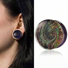 2PCS Galaxy Planet Series Glass Ear Plugs Gauges Expanders Tunnels Ear Piercing Jewelry Set - Purple - View 1