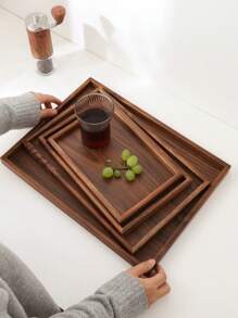 1 khay gỗ hình chữ nhật màu cà phê, thích hợp đựng thực phẩm, bánh, salad, trái cây, sushi, đồ uống, bít tết, pizza khay đựng bằng gỗ nguyên khối, đĩa tráng miệng quán cà phê sang trọng và hấp dẫn, khay đựng trà gia dụng, đĩa đựng bánh mì và đồ ăn nhẹ, khay đựng cốc phủ sương có kết cấu rõ ràng - Nhiều màu - Xem 2