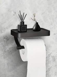 1 件带手机支架的卫生纸架 - 壁挂式自粘纸巾卷架，适用于浴室和卫生间 - 无需钻孔，加厚设计 - 彩色 - 查看 1
