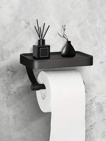1 Stück Toilettenpapierhalter mit Handyhalterung - Wandmontierter selbstklebender Toilettenrollenhalter geeignet für Badezimmer - Bohrlochfreie und verstärkte Ausführung