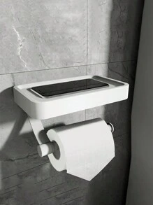 1 件带手机支架的卫生纸架 - 壁挂式自粘纸巾卷架，适用于浴室和卫生间 - 无需钻孔，加厚设计 - 彩色 - 查看 8