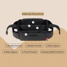 1pc Multifunctional Baby Stroller Hanging Bag, With Bottle, Cup, And Diaper Storage - Black - View 4