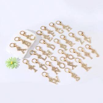 1pc Women's Fashionable Korean Style Zinc Alloy Crown-Shaped Keyring With Shiny Rhinestones And 26 English Letters, Elegant And Graceful Bag Pendant, Perfect For Friends Car Accessories Bag Charm Backpack For School Cute Goth Y2k Christmas Gift Ideas