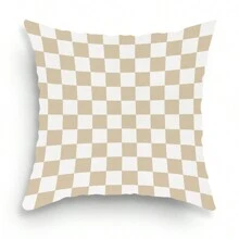 1pc Checkered Geometric Print Cushion Cover, Room Decorative Pillowcase Home Decoration
