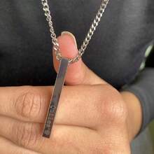 Stainless Steel Four Sides Engraved Name Date Cuboid Stick Bar Necklace For Men Women Charm Waterproof Personalized Pendant Jewelry Holiday Anniversary GiftsStainless Steel Four Sides Engraved Name Date Cuboid Stick Bar Necklace For Men Women Charm Waterproof Personalized Pendant Jewelry Holiday Anniversary Gifts - Silver - View 8