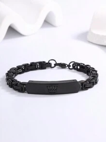 1pc Minimalist Black Crown Stainless Steel Bracelet