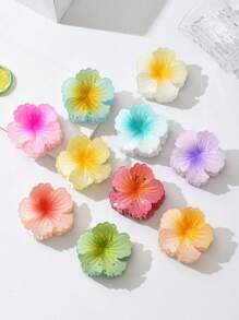 4 pièces Clips à griffes de fleurs de camélia de 8 cm/3,14 pouces pour femmes, pour un port quotidien, cadeaux, accessoires cheveux. Clips à mâchoire, pinces à cheveux, attaches à cheveux, clips de retenue de cheveux, accessoires de plage - Fleurs dégradées 4 pièces - Voir 1