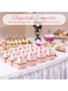 10pcs/Pack Party Favor Gift Box Paper Candy Small Gift Box With Ribbon, Pink Gift Boxes For Birthday Wedding Shower, Pearl Ribbon Suitable For All Festivals - Pink - View 2