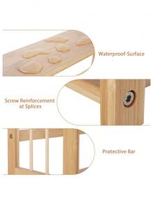 FURCHEN Bamboo Spice Rack, Kitchen Countertop Spice Rack Organizer, 3 Tier Free Standing Kitchen Organiser, Wooden Shelf For Storing Spices, Oil, Jars, Bottles, Natural - Multicolor - View 9