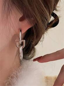 2 piezas Pendientes vintage de óvalo geométrico, pendientes de botón en forma de C, joyería de fiesta para mujer estilo europeo y americano, regalo
