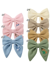 1-3 piezas Nuevos clips para el cabello con bordado floral y lazo para niños, adecuados para uso diario casual, festivales y vacaciones