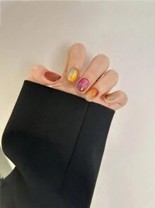 Monina 30-Pack Rainbow Candy Cat Eye Gel Nail Wraps, Handmade Gradient Stones, Translucent Sweet Sugar Glass Bead Manicure, Versatile Charmer, Perfect Gift For Women's Festive Occasions Nails - You Make Me Melt - View 5